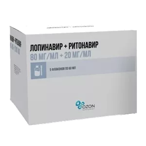 Лопинавир + Ритонавир р-р д/внут пр 80мг 2% 60мл N5