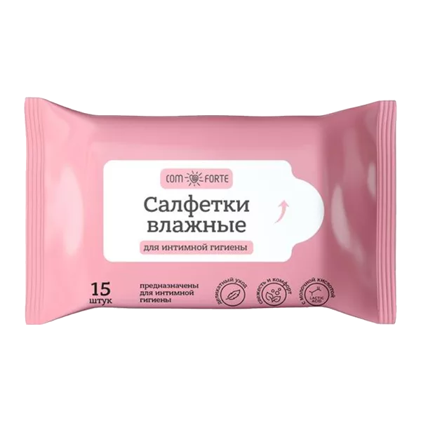 Салфетки влажные COMFORTE Для интимной гигиены молочная кислота и экстракт ромашки N15