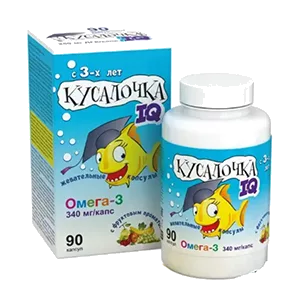 КУСАЛОЧКА IQ Омега-3 RealCaps капсулы жев 750мг N90