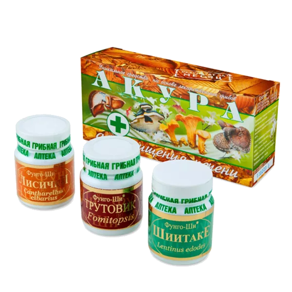 Фунго-Ши Акура Антипаразитарный комплекс: Лисички+Шиитаке+Трутовик капсулы N180
