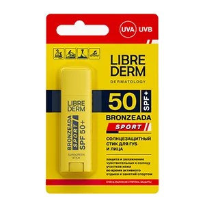 LIBREDERM Стик для губ и лица Bronzeada Sport солнцезащитный SPF50+ 4,8г