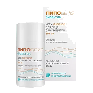 ЛИПОБЕЙЗ Bioactiv Крем дневной для лица с UV-защитой SPF15 для сухой чувствительной кожи Фармтек 50мл