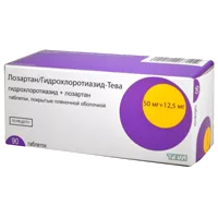 Лозартан/Гидрохлортиазид-Тева таб п.п.о. 12,5мг 50мг N90