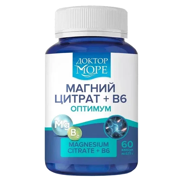 Доктор МОРЕ МАГНИЙ Цитрат + B6 Оптимум капсулы 770мг N60