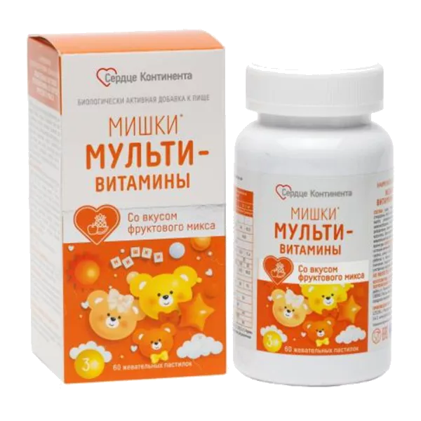 Мишки Сердце Континента Мультивитамин пастилки жев фруктовый микс N60