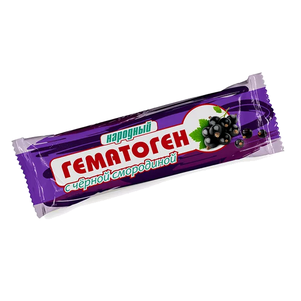 Гематоген Народный с чёрной смородиной плитка 40г N1