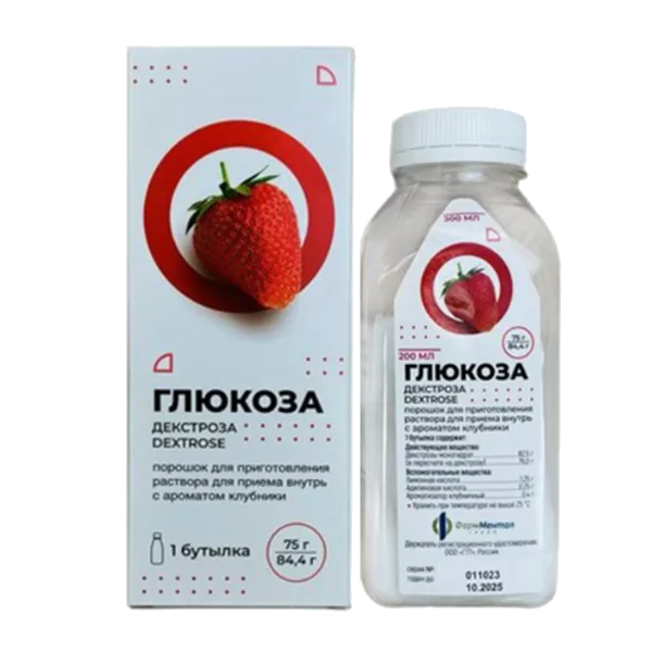 Глюкоза пор д/р-ра д/внут пр (аром клубника) 75г 84,4г N1