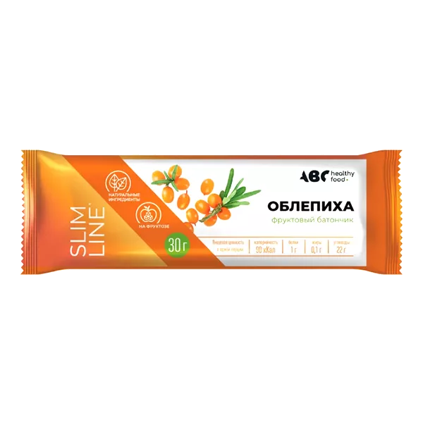 ABC healthy food Батончик фруктовый неглазированный с облепихой на фруктозе 30г N1