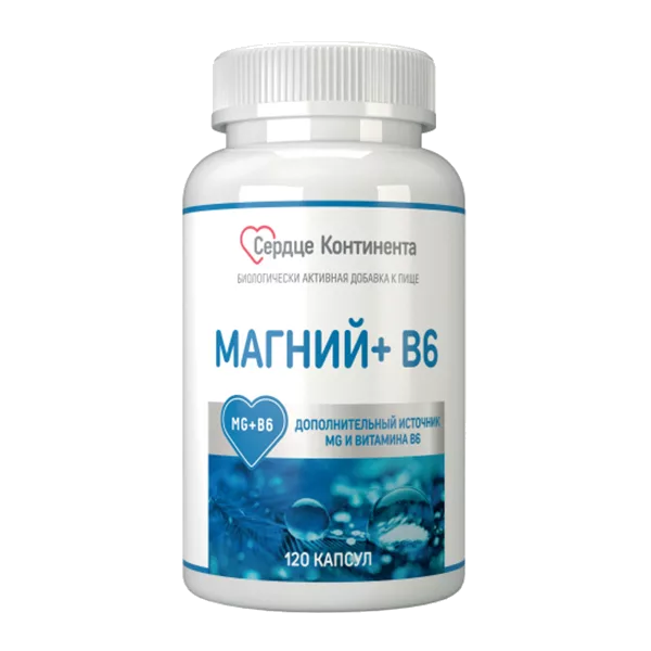Магний + B6 Комплекс Сердце Континента капсулы 530мг N120