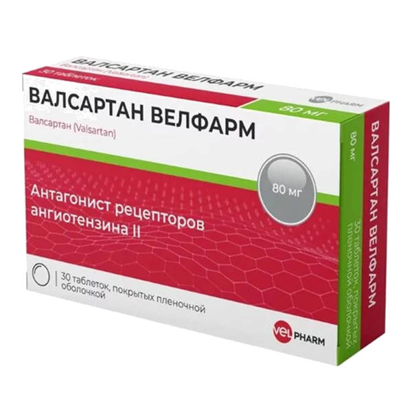 ВАЛСАРТАН ВЕЛФАРМ таб п.п.о. 80мг N30