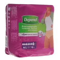 Трусы впитывающие Depend (подгузники) ночное нижнее бельё для Женщин р.M-L N10