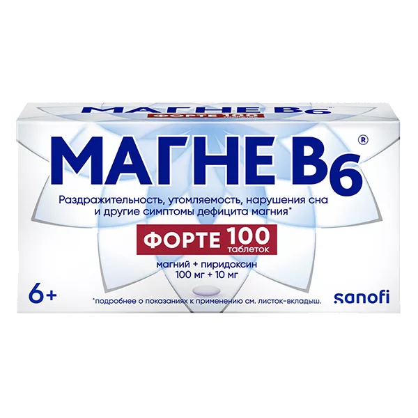 Магне B6 форте таб п.п.о. 100мг 10мг N100