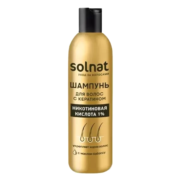 Solnat Никотиновая кислота 1% Шампунь для волос с кератином 250мл