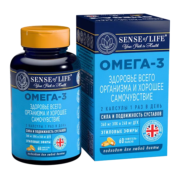 SENSE of LIFE Омега-3 Здоровье всего организма и хорошее самочувствие софтгель-капсулы 1360мг N60
