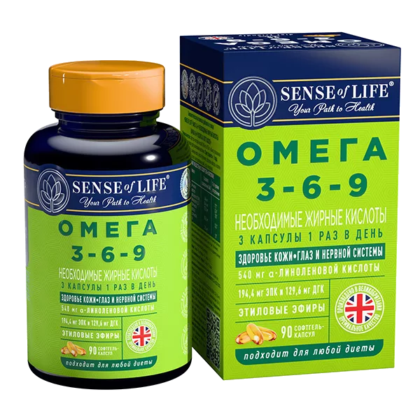 SENSE of LIFE Омега 3-6-9 Необходимые жирные кислоты капсулы 1565мг N90