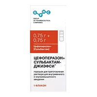 Цефоперазон+Сульбактам-ДЖИЭФСИ пор д/р-ра для в/в, в/м вв 0,75г 0,75г 1,5г N1