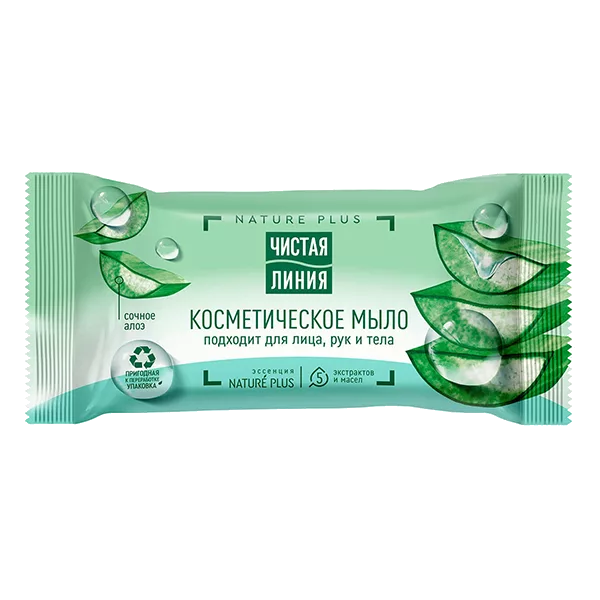 Чистая линия Мыло косметическое Nature Plus Сочное алоэ для лиц, рук и тела 75г