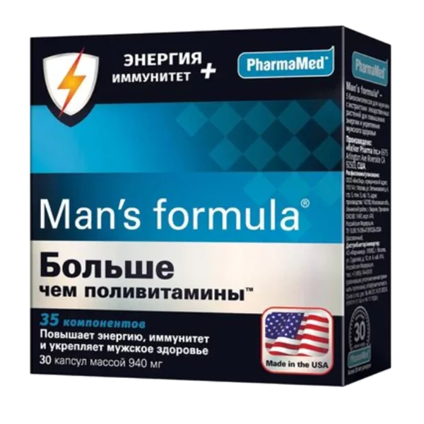 Mans formula Больше чем поливитамины Энергия+Иммунитет капсулы 940мг N30