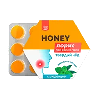 Твёрдый мёд Honey ЛОРИС Медовые леденцы с ментолом и эвкалиптом 3г 36г N12