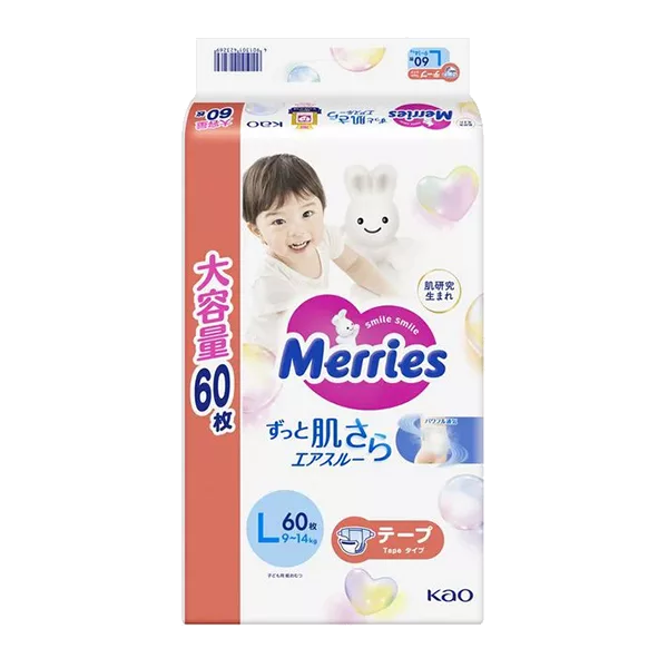 Подгузники детские MERRIES р.L (9-14кг) N60