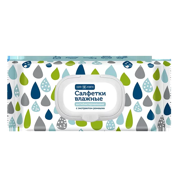 Салфетки влажные COMFORTE Антибактериальные экстракт Ромашки N120