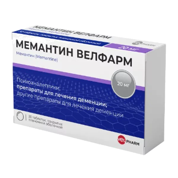 МЕМАНТИН ВЕЛФАРМ таб п.п.о. 20мг N30