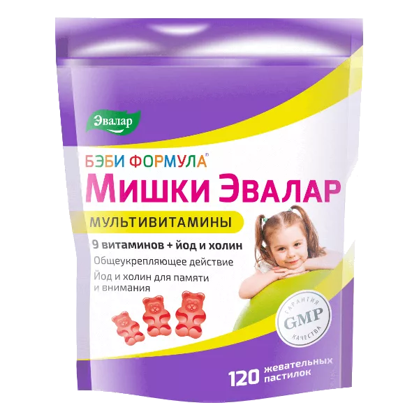 Бэби формула Мишки Мультивитамины ЭВАЛАР пастилки жев 2г N120