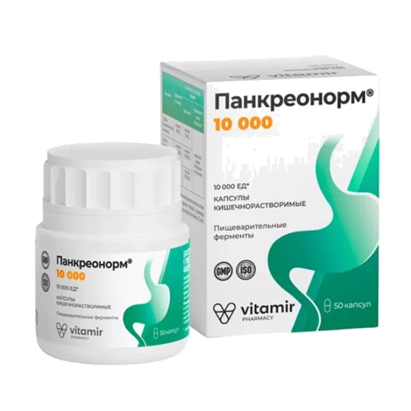 Панкреонорм 10 000 Vitamir ВИТАМИР капсулы кишечнорастворимые 283мг N50