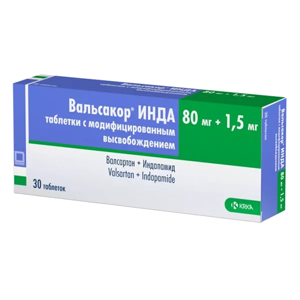 Вальсакор ИНДА таб модиф высв 80мг 1,5мг N30