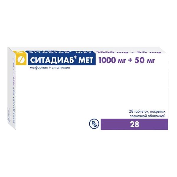 СИТАДИАБ МЕТ таб п.п.о. 1000мг 50мг N28