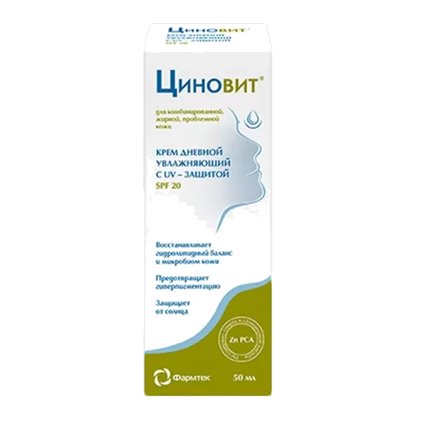 ЦиноВит Крем Увлажняющий Дневной SPF20 для комбинированной, жирной, проблемной кожи Фармтек 50мл