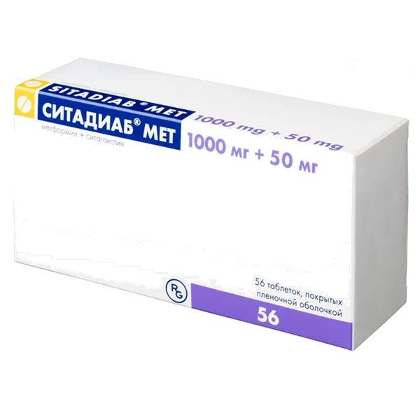 СИТАДИАБ МЕТ таб п.п.о. 1000мг 50мг N56