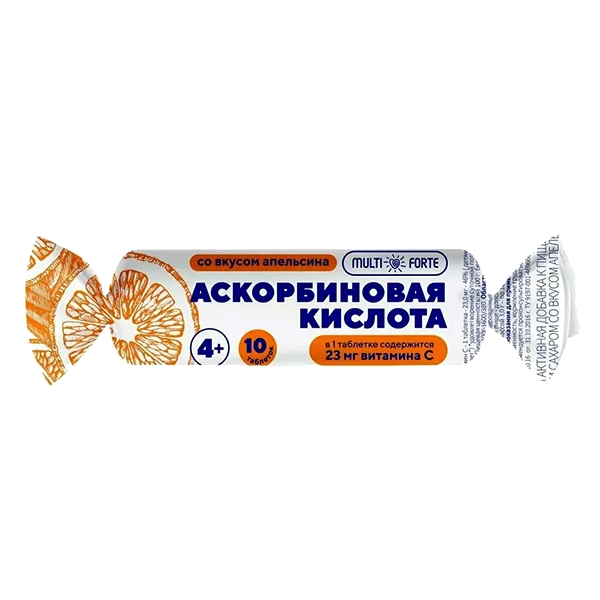 MultiForte Аскорбинка с глюкозой и сахаром таблетки жев вкус дыня 3г N10
