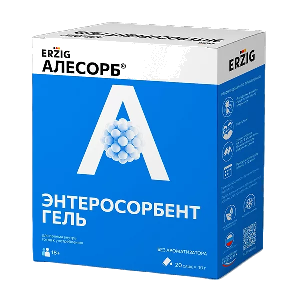 АЛЕСОРБ Энтеросорбент гель ЭРЦИГ д/приёма внутрь 10г N20