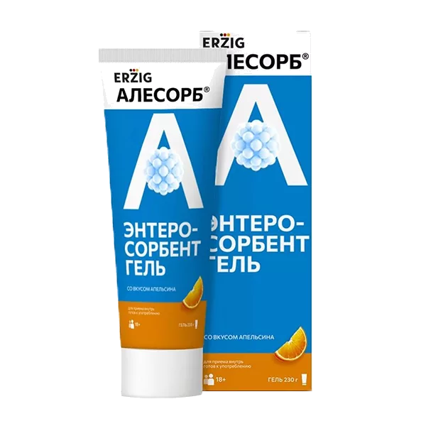 АЛЕСОРБ Энтеросорбент гель ЭРЦИГ д/приёма внутрь вкус апельсина 230г N1