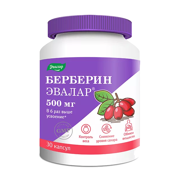 Берберин ЭВАЛАР капсулы 0,36г N30
