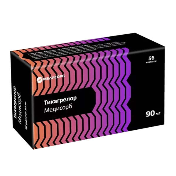 Тикагрелор Медисорб таб п.п.о. 90мг N56